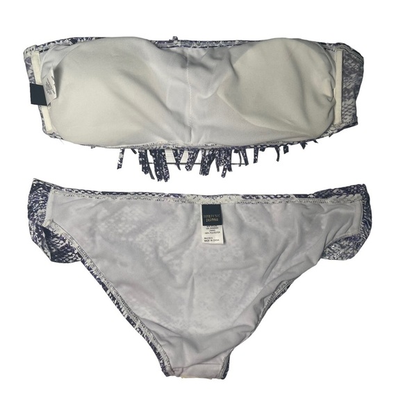 Ninety Six Degrees Metallic Fringe Purple Bandeau 2pc Bikini I Size Large - Picture 5 of 8